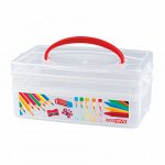 КОРОБКА УНИВЕРСАЛЬНАЯ С РУЧКОЙ И ДЕКОРОМ &quot;ART BOX&quot; 2 СЕКЦИИ, 245Х160Х105 ММ, (1Л+2Л) (бесцветный)
