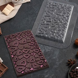 Форма для шоколада «Плитка сердечки»