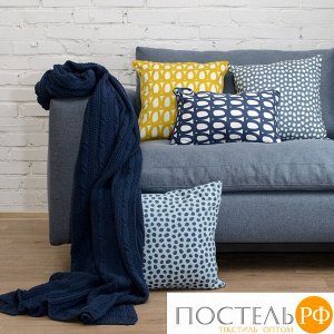 Чехол для подушки с принтом Twirl темно-синего цвета и декоративной окантовкой Cuts&amp;Pieces, 30х50 см