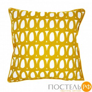 TK18-CC0006 Чехол для подушки с принтом Twirl горчичного цвета и декоративной окантовкой Cuts&Pieces, 45х45 см
