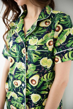 Пижама с коротким рукавом и шортами авокадо