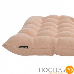 Подушка стеганая на стул из умягченного льна розово-пудрового цвета из коллекции Essential, 40х40 см