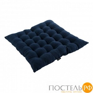 Подушка стеганая на стул из умягченного льна темно-синего цвета Essential, 40х40 см