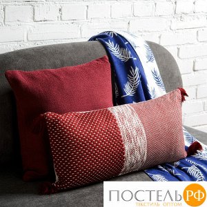 Подушка декоративная из хлопка фактурного плетения бордового цвета из коллекции Essential, 45х45 см