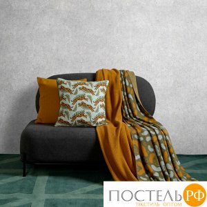 Подушка декоративная из хлопка фактурного плетения цвета шафрана из коллекции Essential, 45х45 см