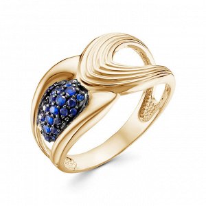 Artefakt Позолоченное кольцо с фианитами синего цвета - 1399 - п
