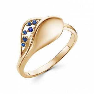 Artefakt Позолоченное кольцо с фианитами синего цвета - 1401 - п