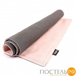 Салфетка под приборы из умягченного льна с декоративной обработкой серый/розовый Essential, 35х45 см