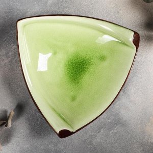 Блюдо керамическое сервировочное «Таллула», 20x7,5 см, цвет зелёный