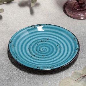 Тарелка фарфоровая пирожковая «Инфинити», d=15 см, цвет голубой