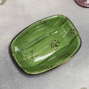 Блюдо фарфоровое прямоугольное «Бризе», 18?13 см, цвет зелёный