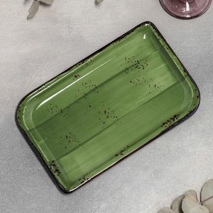 Блюдо фарфоровое прямоугольное «Бризе», 24?15 см, цвет зелёный