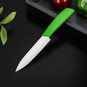 Нож керамический Доляна «Симпл», лезвие 12,5 см, ручка soft touch, цвет зелёный