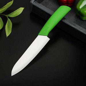 Нож керамический «Симпл», лезвие 15 см, ручка soft touch, цвет зелёный 5386360