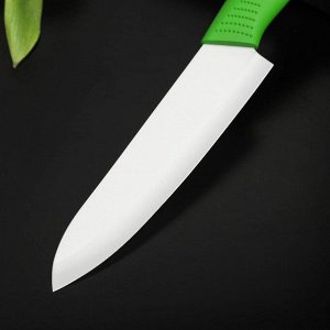 Нож керамический Доляна «Симпл», лезвие 15 см, ручка soft touch, цвет зелёный