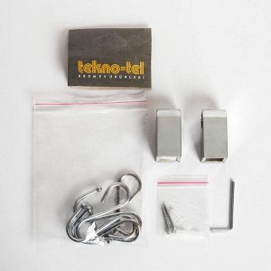 Рейлинг Tekno-tel, 60 см, d=1,4 см, c комплектом для монтажа, 5 крючков, цвет хром