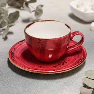 Чайная пара «Ардент», чашка 220 мл, блюдце d=15,5 см, цвет красный