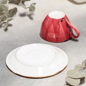 Чайная пара «Ардент», чашка 220 мл, блюдце d=15,5 см, цвет красный
