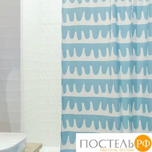Штора для ванной Popple голубого цвета Cuts&Pieces, 180х200 см