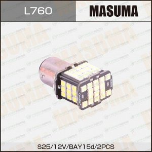 Лампа светодиодная Masuma P21/5W (BAY15d, S25), 12В, 3.6/0.36Вт (соответствует 21/5Вт), 6500К, комплект 2 шт, арт. L760