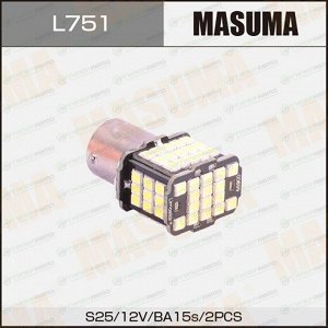 Лампа светодиодная Masuma P21W (BA15s, S25), 12В, 3.6Вт (соответствует 21Вт), 6500К, комплект 2 шт, арт. L751