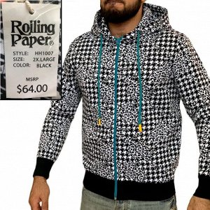 Мужская толстовка Rolling Paper – популярный черно-белый микс с капюшоном №54