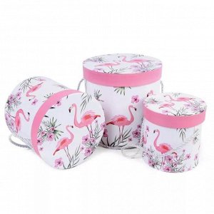 Набор подарочных коробок ЦИЛИНДР 3в1 "Фламинго"
