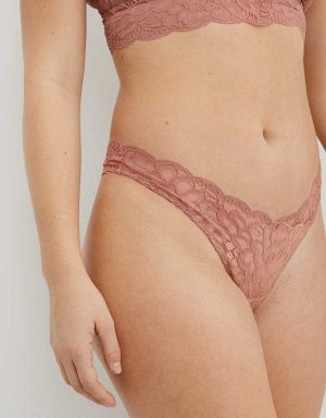 Aerie New Blooms Lace High Cut Thong Underwear