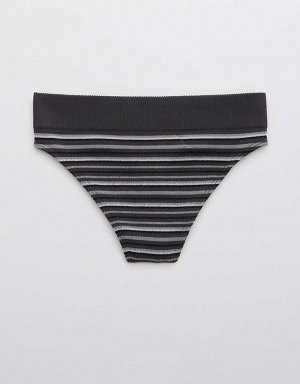 Aerie Ribbed Seamless High Cut Thong Underwear
