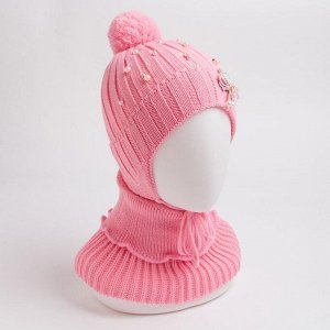 Комплект (шапка, снуд) для девочки, цвет розовый, размер 47-50 см (1, 5-3 года)