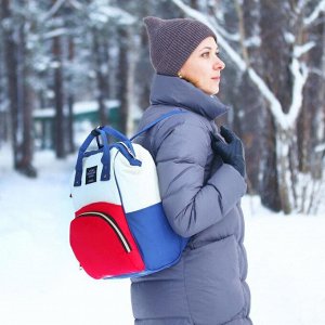 Сумка рюкзак для мамы и малыша с термокарманом, термосумка - портфель, синяя, красная