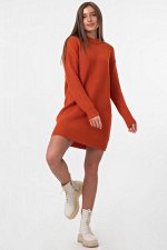 Платье вязаное короткое из шерсти оранжевое