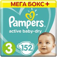 PAMPERS Подгузники Active Baby-Dry Midi (5-9 кг) Мега Упаковка 152