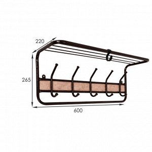 Вешалка с полкой 21В (со вставкой кожи), длина 60см