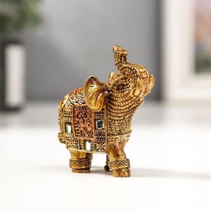 Сувенир полистоун "Бронзовый слоник с попоной из арабского ковра" 6,5х5,7х2,8 см
