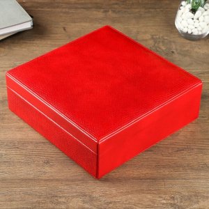Шкатулка кожзам для украшений чемодан "Красный питон" комбинированная 9х26х26 см