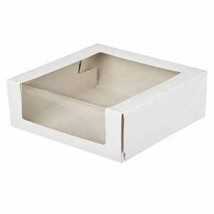 Коробка для торта с окном Белая 18x18x7 см