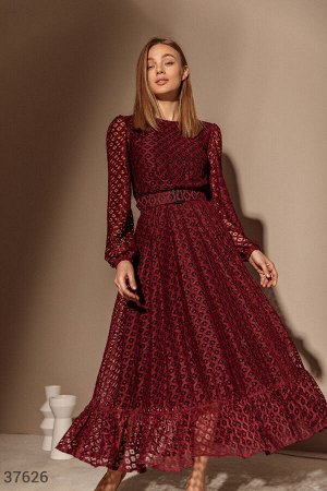 Gepur Кружевное платье-миди бордового оттенка