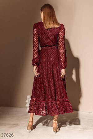 Gepur Кружевное платье-миди бордового оттенка