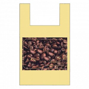 Пакет Майка ПНД "Кофе на бежевом" 37+16*60см 50мкм (100шт)