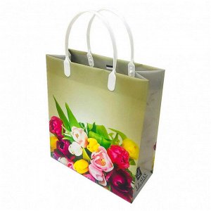 Пакет сумка размер 23*26см "Букет разноцветных тюльпанов"