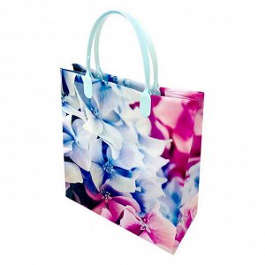 Пакет сумка размер 23*26см "Голубые и розовые цветы"