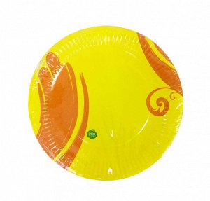 Тарелка картонная плоская желтая d-23 см (10шт)
