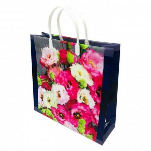 Пакет сумка размер 30*30см "Розовые и белые цветы"