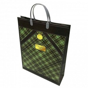 Пакет сумка размер 32*40см "Sunshine style" серо-зеленая клетка
