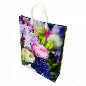 Пакет сумка размер 32*40см "Розовый и сиреневый цветок"