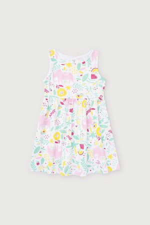 Платье(Весна-Лето)+girls (белый, слоники в цветах к1260)