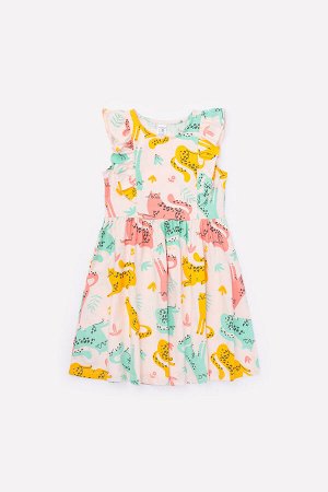 Платье(Весна-Лето)+girls (бледно-персиковый, леопарды к1262)