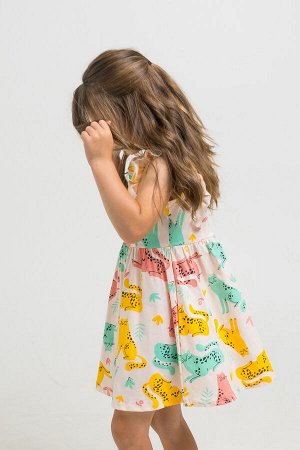 Crockid Платье(Весна-Лето)+girls (бледно-персиковый, леопарды к1262)