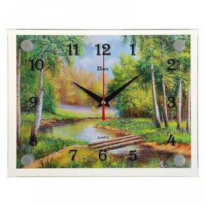 Часы настенные, серия: Природа, "Плотина в лесу", 20х26 см, микс